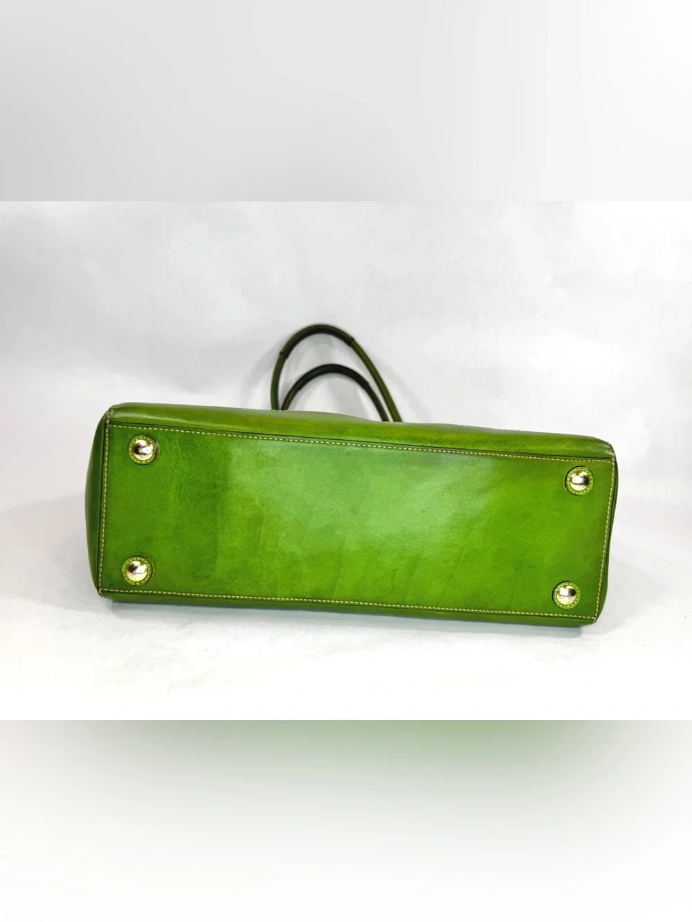 Coach Madeline Turnlock Tote Bag Green Glove-Tanned Leather Style 11554